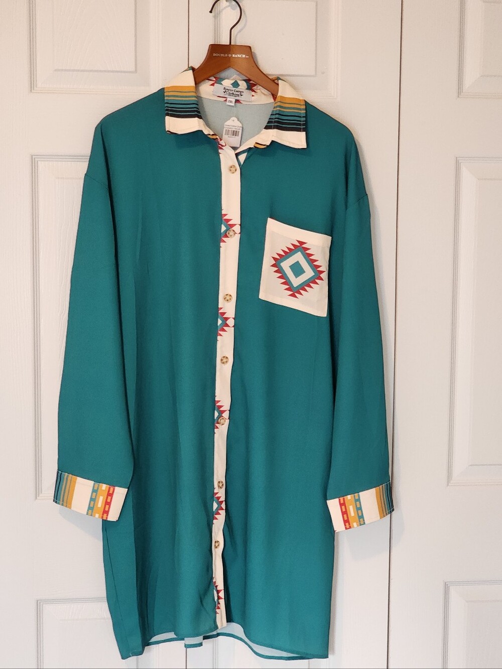 ROWDY CROWD CLOTHING Dutton Teal Aztex Midi Dress Or Duster Plus Size XXL - Picture 4 of 12